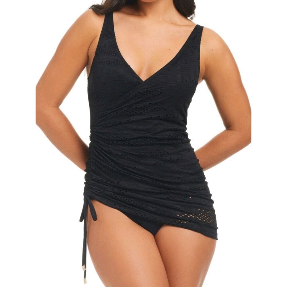 Beyond Control Convertible One-Piece Swimsuit Size 8 Black New With Tags